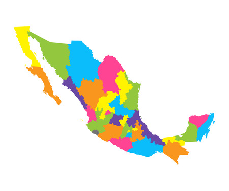 Administrative map of Mexico with states. Color illustration of country in North Americaの写真素材