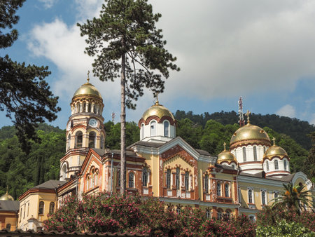 New Athos, Abkhazia - June 12, 2019: New Athos Monastery in republic of Abkhazia at sunny summer dayのeditorial素材