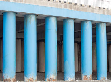 Support pillars of bridge or highway. Industrial backgroundの写真素材