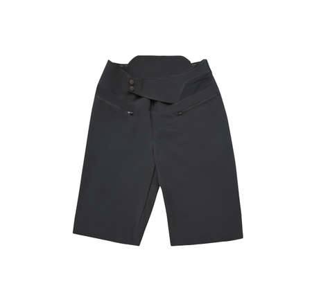Black sport knee length short pants isolated on white backgroundの写真素材