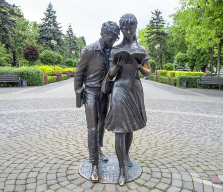 Krasnodar, Russia - May 23, 2021: Monument Shurik and Lidochka in Krasnodarのeditorial素材