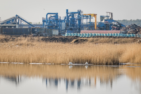 Ora bird reserve next to industry Frevar Fredrikstadのeditorial素材