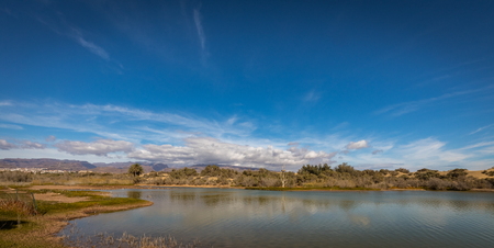 La Charca, bird observation place and nature reserve in Maspalomas in Gran Canaria, Spainの写真素材