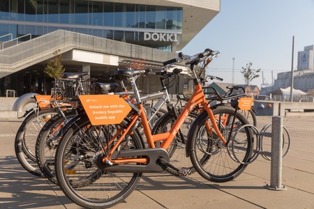 Sunset at the river Gudenaa at Silkeborg, Denmark. Copy spaceのeditorial素材