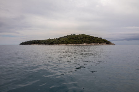 Lokrum Island in Dubrovnik, Croatia seen from the old town of Dubrovnikの写真素材