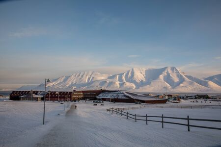 Longyearbyen, Svalbard in Norway - March 2019: The University Center, Svalbard Science Center - UNIS - and Svalbard Museum. Located in Longyearbyen.のeditorial素材
