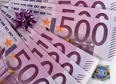 500 euro banknotes used as giftの写真素材