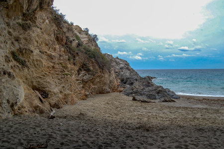 Beautiful shot of the seashore in Liguria, Italyの写真素材