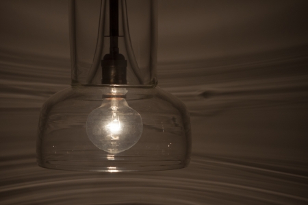 Lamp made of colorless glass, transparent to see the bulb の写真素材