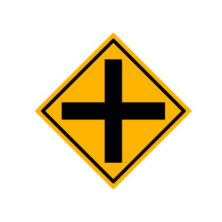 Crossroads Junction Traffic Road Sign,Vector Illustration Isolate On White Background Labelのイラスト素材