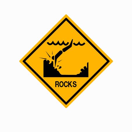 Warning Sign Rocks On The Beach, Vector Illustration, Isolate On White Background Label. EPS10のイラスト素材