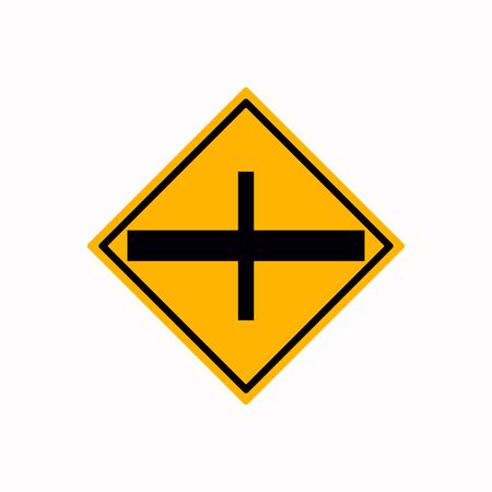 Junction Crossroads Junction Traffic Road Sign,Vector Illustration, Isolate On White Background Label.のイラスト素材