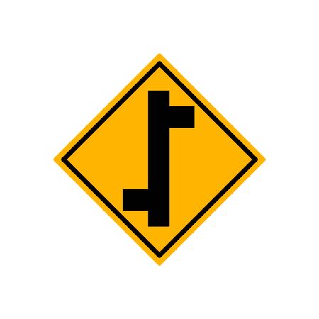 Vector Offset road junction, left and right isolated on whiteのイラスト素材