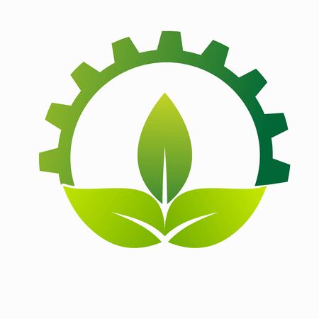 Eco city concept with gear stock vectorのイラスト素材