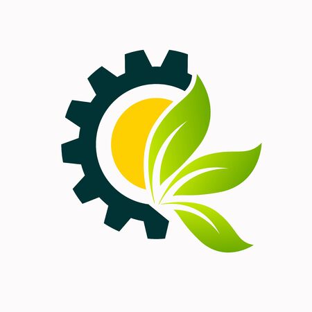 Eco city concept with gear stock vectorのイラスト素材