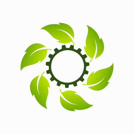 Eco city concept with gear stock vectorのイラスト素材