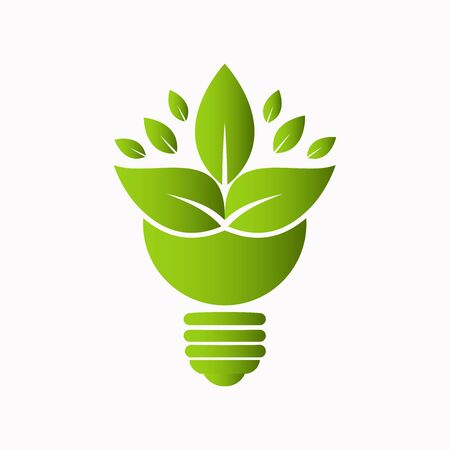 green idea bulb leaf nature energy icon logo designのイラスト素材