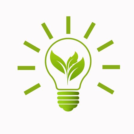 green idea bulb leaf nature energy icon logo designのイラスト素材