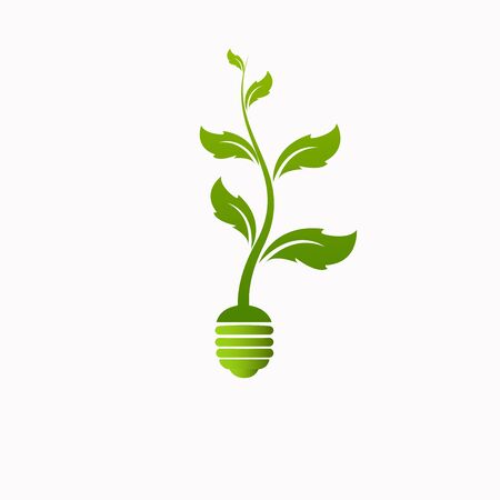 green idea bulb leaf nature energy icon logo designのイラスト素材