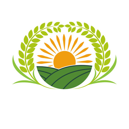 Nature Green Landscape Sunrise Logo Template. sun vector illustration Icon Logo Templateのイラスト素材