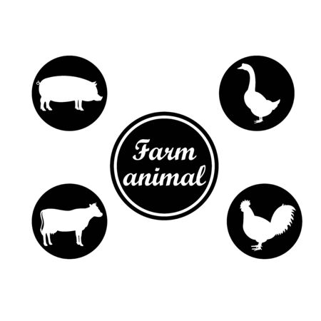 Vector group of animal farm labelのイラスト素材