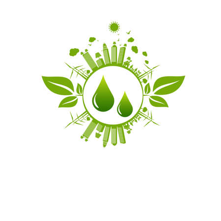 Energy development, Environmental and Ecology concept, Vector illustrationのイラスト素材