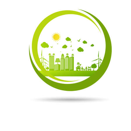 Energy development, Environmental and Ecology concept, Vector illustrationのイラスト素材