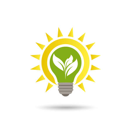 Ecology energy saving light bulb,Green cities help the world with eco-friendly concept ideas.vector illustrationのイラスト素材