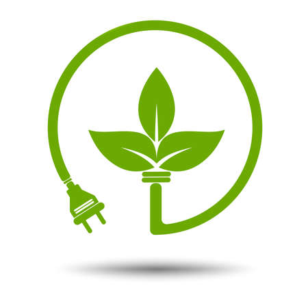 Green eco power plug design with Green earth, vector illustrationのイラスト素材