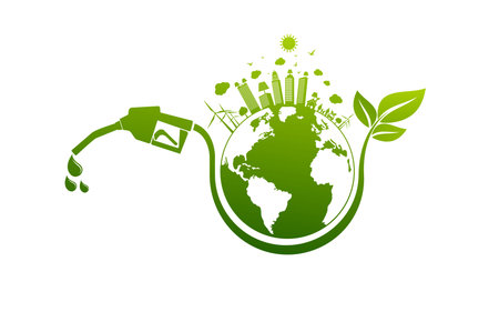 Green eco power plug design with Green earth, vector illustration