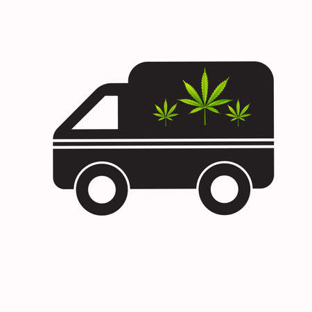 Medical marijuana plantconcept symbol with cannabis plant with leaves intertwined aroundのイラスト素材
