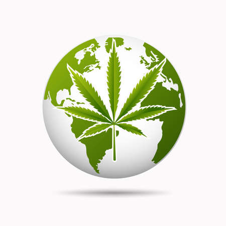 Medical marijuana plantconcept symbol with cannabis plant with leaves intertwined aroundのイラスト素材