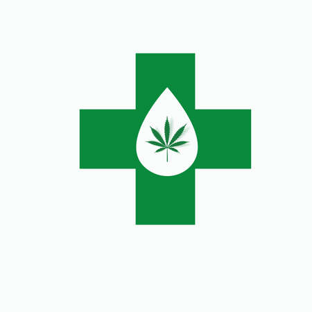 Medical marijuana plantconcept symbol with cannabis plant with leaves intertwined aroundのイラスト素材