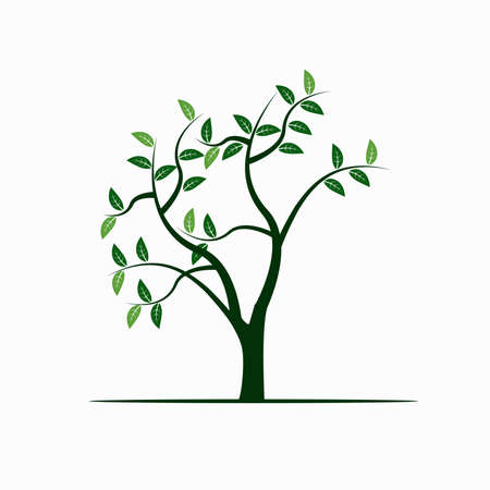 Root Of The Tree logo illustration. Vector silhouette of a tree.のイラスト素材