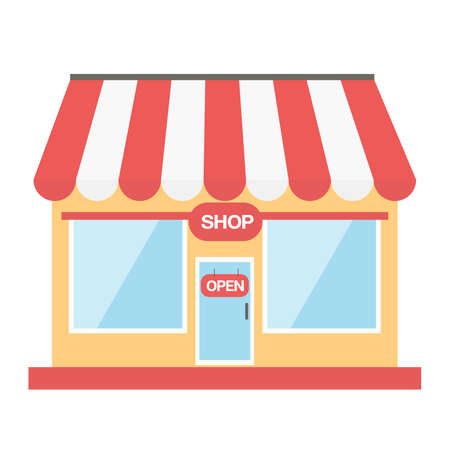 store front shop or market exterior facade, vector illustration backgroundのイラスト素材