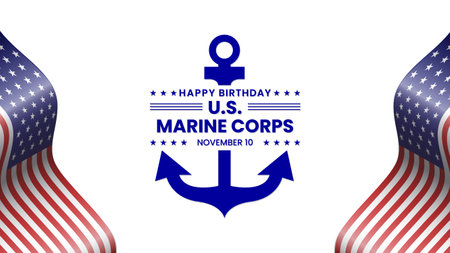 U.s. marine corps birthday background with waving U.S. flag. Suitable to use on U.s. marine corps birthday eventのイラスト素材