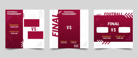 Set of football social media vector template. social media template for football matchのイラスト素材