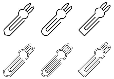 Paper clip icon set with character on white background. Paperclips icon in flat styleのイラスト素材