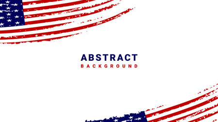 Abstract background with hand painted brush flag of United States on white background. USA flag with grunge effect.のイラスト素材