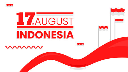 Abstract horizontal background design with indonesian flag. 17th august independence day of indonesia. Background to celebrate independence dayのイラスト素材