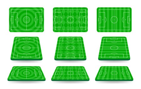 Soccer field set. Vector illustration isolated on a white background.のイラスト素材