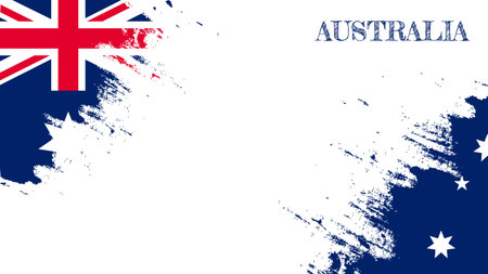 Flag of Australia with grunge texture. Vector template for your design.のイラスト素材