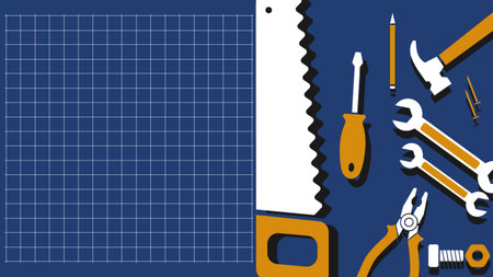 Background with repair tools and construction working equipment. background with copy space areaのイラスト素材