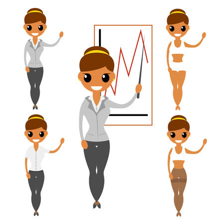 Business woman flat characters. Construction uniform kitのイラスト素材