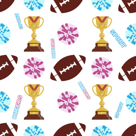 Sports seamless pattern. Background for school team and cheerliadersのイラスト素材