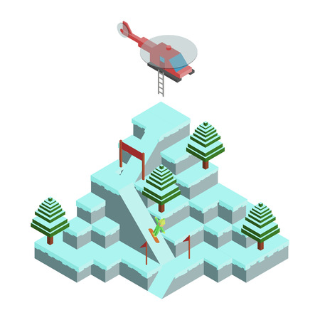 Game isometric mountaのイラスト素材