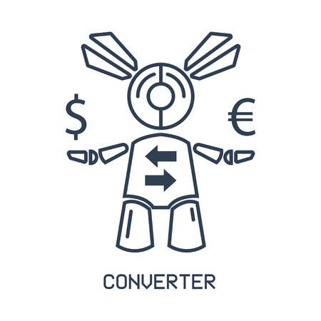 Isolated robot icon in a linear flat style. The concept of converter botのイラスト素材