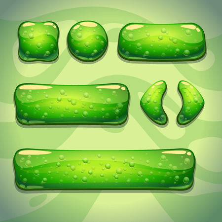 Set of jelly buttons with bubbles, vector gui elementsのイラスト素材