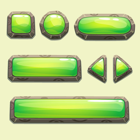 Set of cartoon green buttons for web or game designのイラスト素材