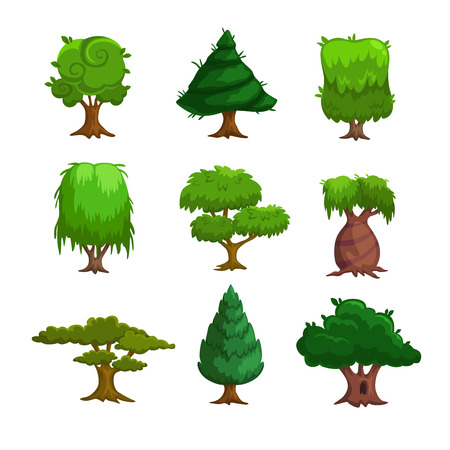 Cartoon trees, vector setのイラスト素材